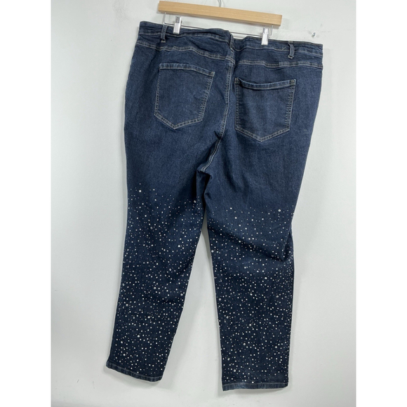 Womans Excellent Condition Denim 24/7 Blue Jeans 24W Stud Accent 0155/A-5 - Picture 2 of 9